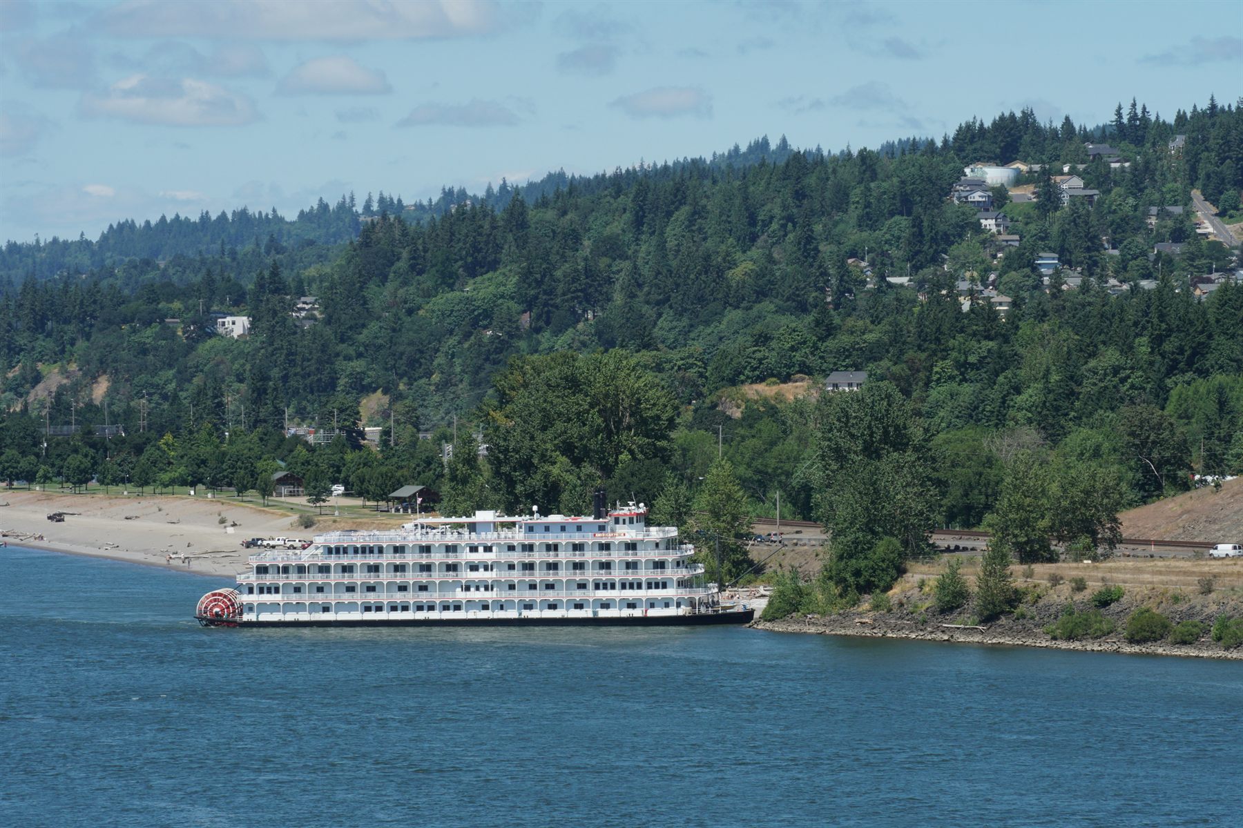 American paddlewheeler riverboat cruising the Columbia River